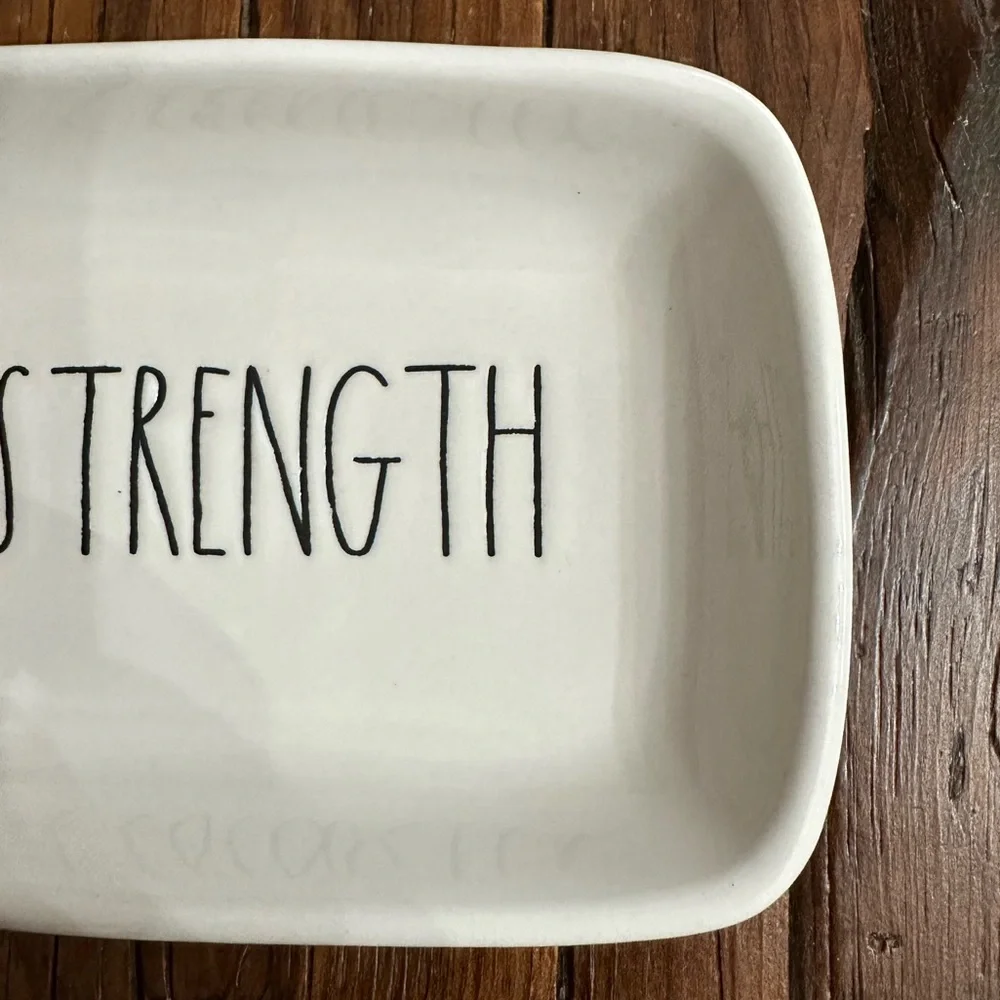 Rae Dunn Strength Trinket Tray in White